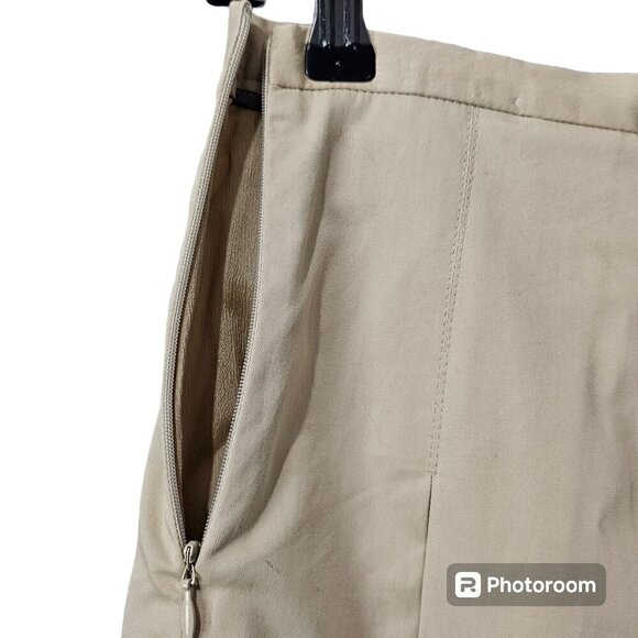 Burberry Wide Pleated High Waist Cotton Tan Knee Length Skirt - Picture 8 of 16